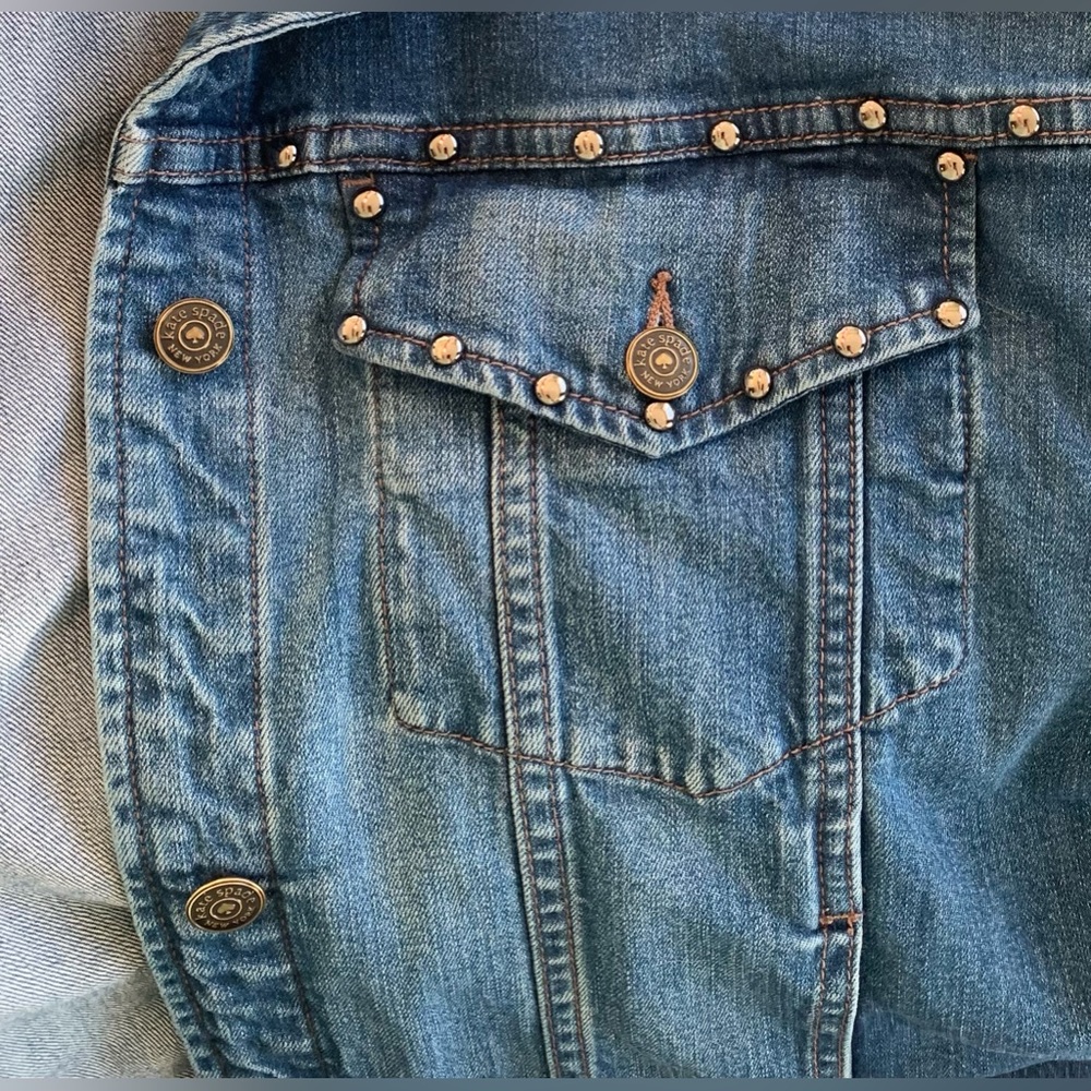 Excellent Condition, Kate Spade Oversized Denim Studded Jean Jacket, Size Large - Picture 9 of 16
